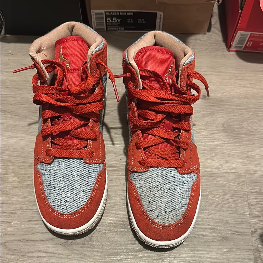 Nike Kids' Red and Gray High-Top Sneakers